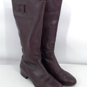 Lauren Ralph Lauren SIGRID BROWN Tall Boots With Buckle Gold Size 9.5 B USED